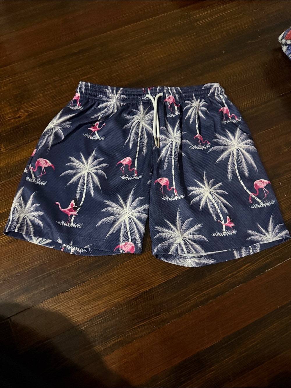 Kids Navy Palm & Flamingo Print  Shorts